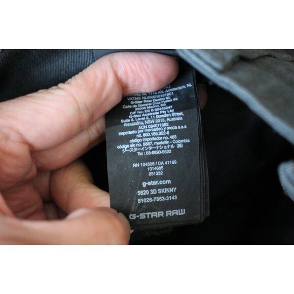 G-Star Raw Mens 33 x 34 5620 3D Coated Skinny Jeans M1060 - Picture 7 of 8